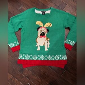 Sequin Christmas Sweater Pug